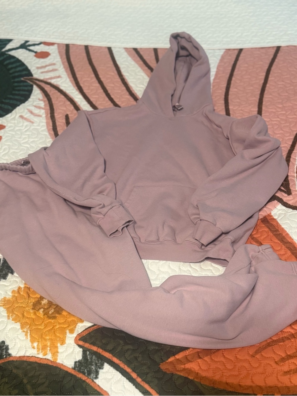 SKIMS Mauve Hooded Sweatshirt and Joggers Set